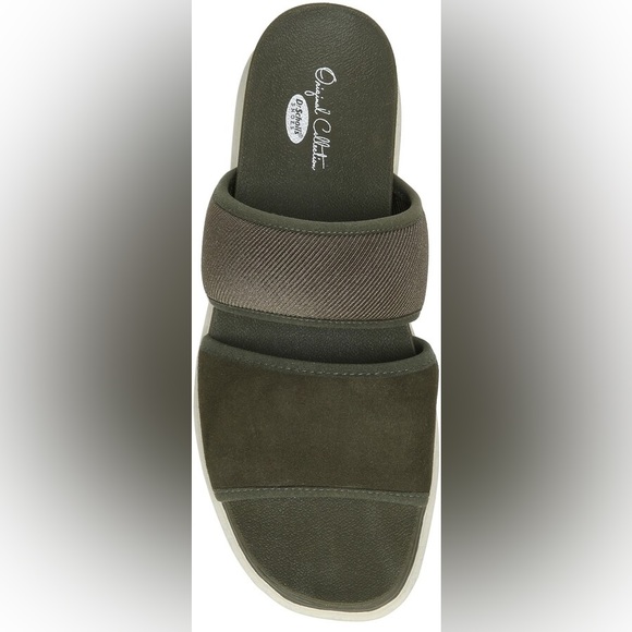Dr School Suede Blend Olive Terrain Lug- Sole Cushion Platform Slide Sandals NEW - Picture 12 of 16